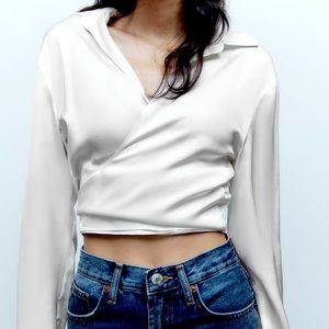 ZARA - SATIN SHIRT WITH BOW